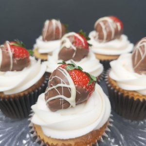 Strawberry dripped cupcakes